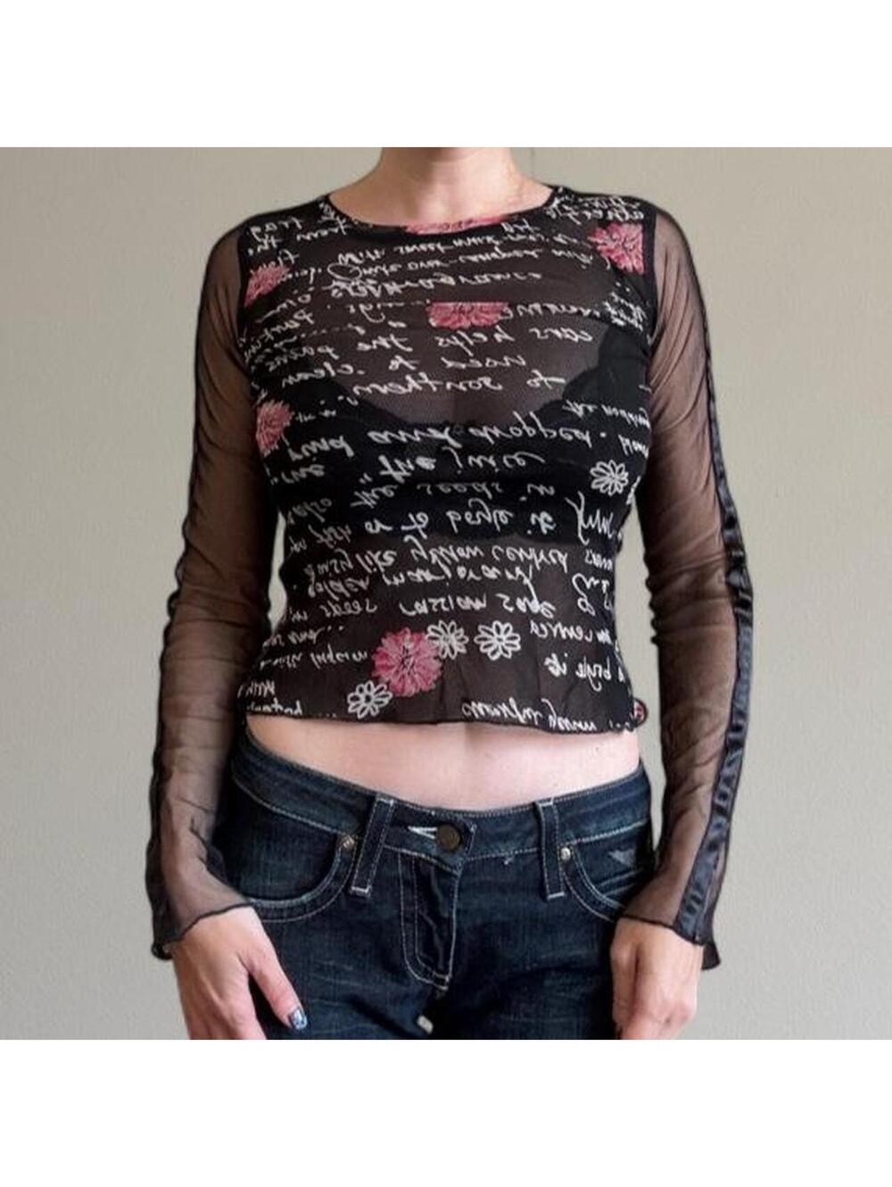 Vintage Italian sheer micromesh top